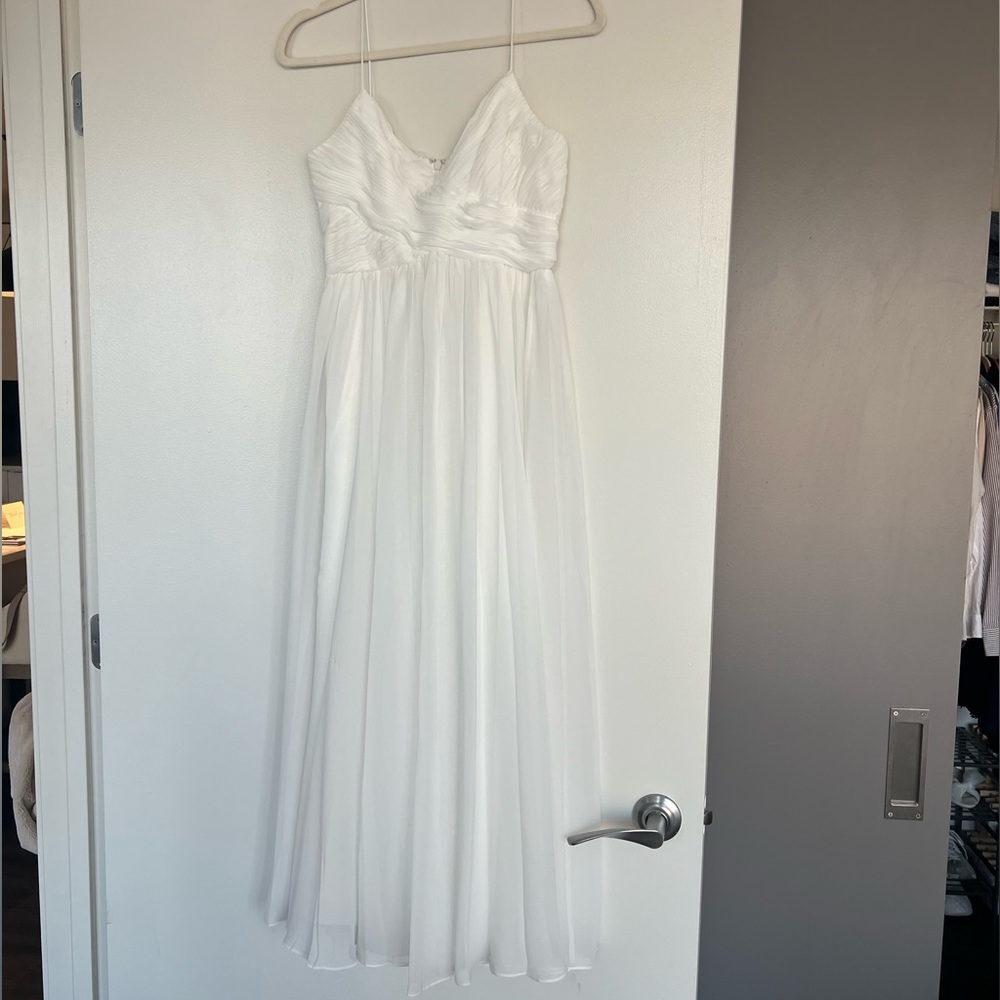 IEENA for Max Duggal White Sleeveless Midi Dress (Bridal)